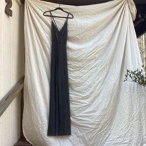 Lucy Wang Black Sparkle V-Neck Jumpsuit with Thin Straps, size small